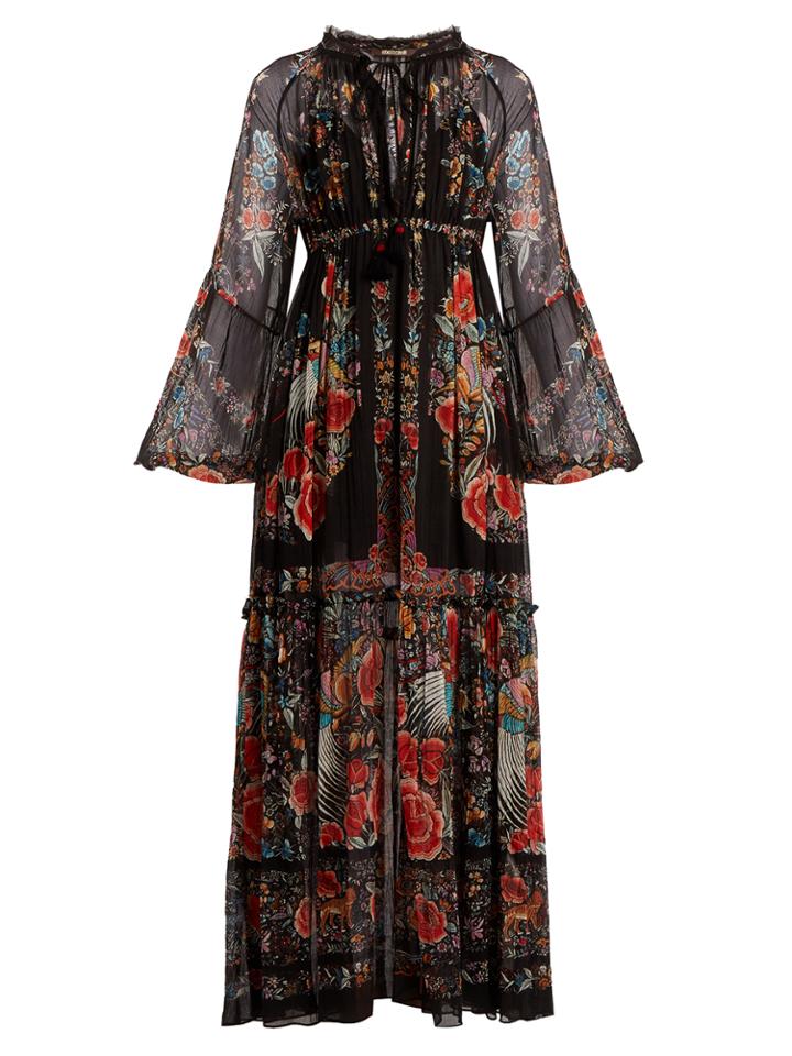Roberto Cavalli Ancient Garden-print Chiffon Dress