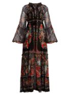 Roberto Cavalli Ancient Garden-print Chiffon Dress