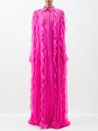 Valentino - Frilled Silk-chiffon Gown - Womens - Pink