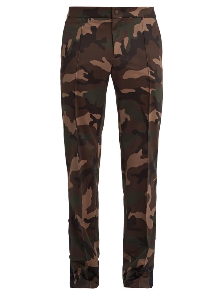 Valentino Side-stripe Camouflage-print Cady Track Pants