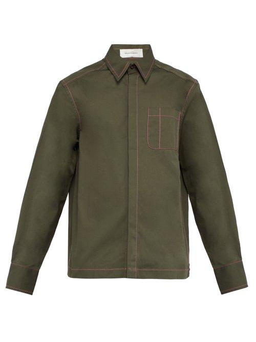 Matchesfashion.com Wales Bonner - Oversized Patch Pocket Cotton Shirt - Mens - Khaki