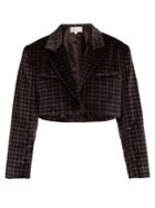Isa Arfen Tartan-checked Cotton-velvet Cropped Jacket