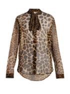 Matchesfashion.com Saint Laurent - Leopard Print Silk Georgette Blouse - Womens - Leopard
