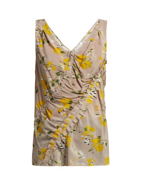 Matchesfashion.com Altuzarra - Selva Floral Print Silk Crepe Top - Womens - Beige Multi