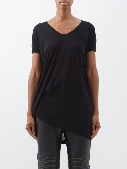Rick Owens - Draped-hem Jersey T-shirt - Womens - Black