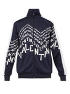 Matchesfashion.com Valentino - Logo Print Jersey Track Jacket - Mens - Navy