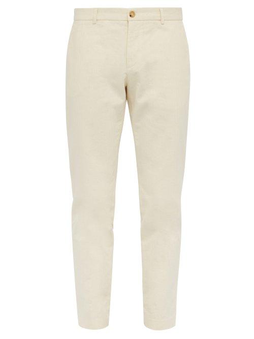 Matchesfashion.com Gucci - Logo Embroidered Slim Fit Chino Trousers - Mens - Cream
