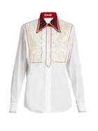 Miu Miu Guipure-lace Bib Cotton-poplin Shirt