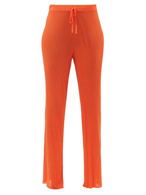 Marques'almeida - High-rise Ribbed-knit Trousers - Womens - Orange