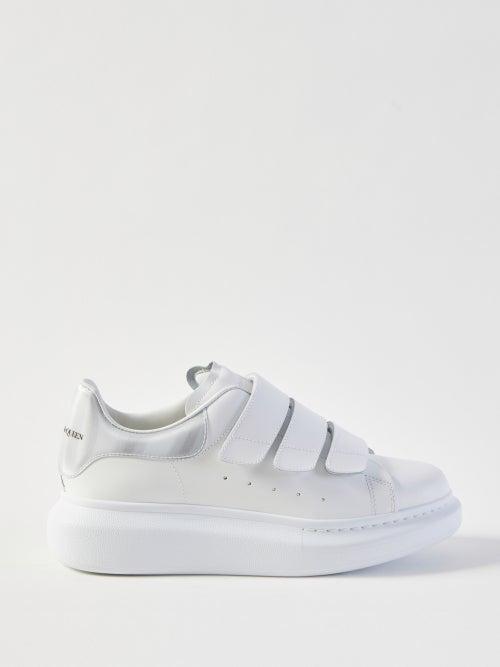 Alexander Mcqueen - Oversized Triple-strap Leather Trainers - Womens - White Silver