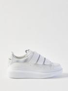 Alexander Mcqueen - Oversized Triple-strap Leather Trainers - Womens - White Silver