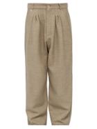 Matchesfashion.com Bless - High Rise Cotton And Silk Tweed Wide Leg Trousers - Mens - Beige