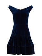 Emilio De La Morena Ruffled Off-the-shoulder Velvet Dress