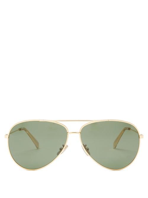 Matchesfashion.com Celine Eyewear - Aviator Acetate Sunglasses - Womens - Dark Green
