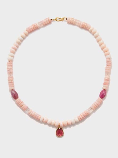 Musa By Bobbie - Ruby, Opal, Quartz & 18kt Gold Necklace - Womens - Pink Multi