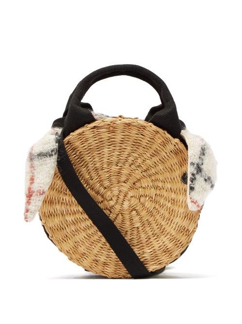 Matchesfashion.com Muu - Rosa Checked Mohair And Straw Bag - Womens - Brown Multi