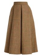 Luisa Beccaria Hound's-tooth Checked Wool Midi Skirt