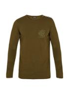 Balmain Lion-embroidered Long-sleeved Cotton T-shirt