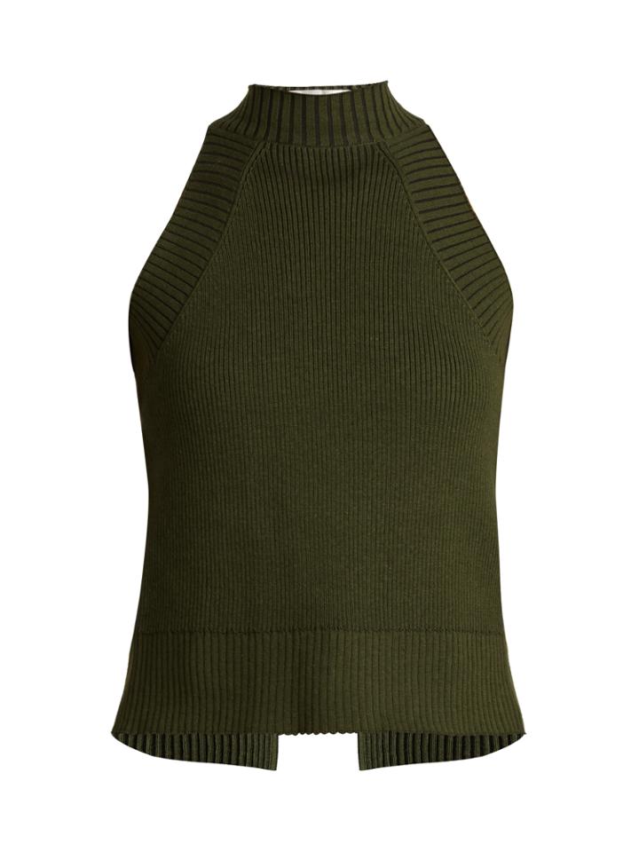 Palmer/harding Open-back Ribbed-cotton Top