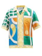 Casablanca - Shapes-print Silk Shirt - Mens - Green Multi