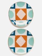 La Doublej - Set Of Two Aperitivo Diamond Dots Porcelain Plates - Womens - Multi