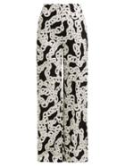 Matchesfashion.com Diane Von Furstenberg - Erica Crawling Chain Print High Rise Trousers - Womens - Black White