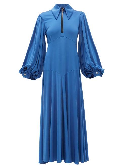 Matchesfashion.com Ellery - Palo Alto Balloon Sleeve Satin Jersey Dress - Womens - Blue
