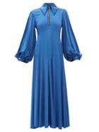 Matchesfashion.com Ellery - Palo Alto Balloon Sleeve Satin Jersey Dress - Womens - Blue