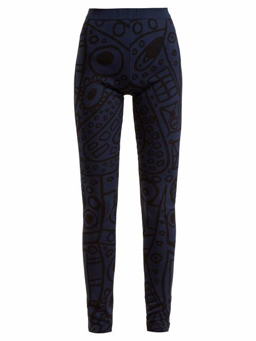 Matchesfashion.com Colville - Abstract Jacquard High Rise Leggings - Womens - Black Navy