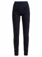 Matchesfashion.com Colville - Abstract Jacquard High Rise Leggings - Womens - Black Navy