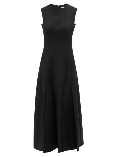 Emilia Wickstead - Pamela Fluted Wool Midi Dress - Womens - Black