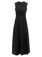 Emilia Wickstead - Pamela Fluted Wool Midi Dress - Womens - Black