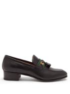 Matchesfashion.com Gucci - Gg And Web Stripe Tasselled Leather Loafers - Womens - Black