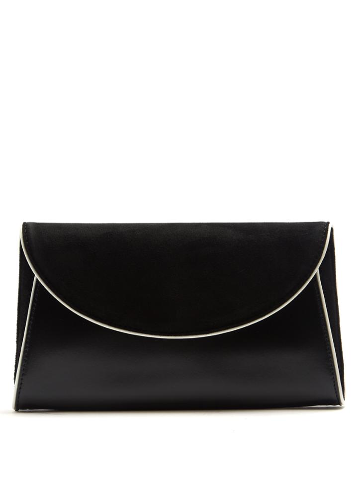 Diane Von Furstenberg Foldover Suede And Leather Clutch