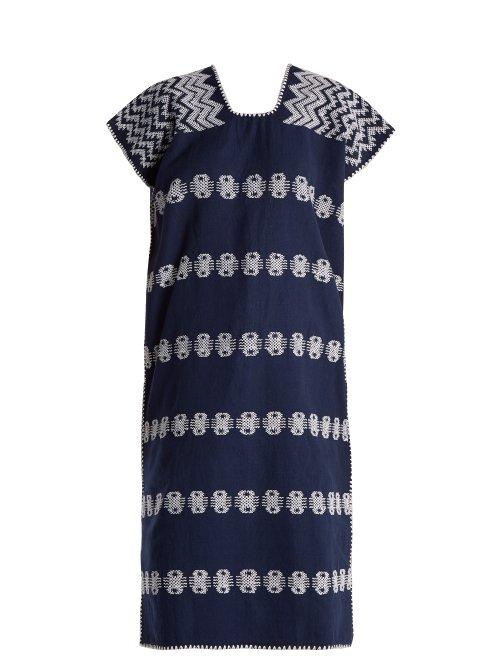 Matchesfashion.com Pippa Holt - No.95 Embroidered Cotton Kaftan - Womens - Navy Multi
