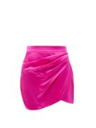 Matchesfashion.com Gauge81 - Nagato Pleated Silk-satin Mini Skirt - Womens - Pink