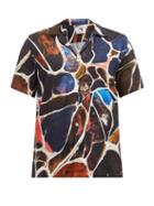 Matchesfashion.com Endless Joy - Cracked Earth-print Cuban-collar Poplin Shirt - Mens - Black