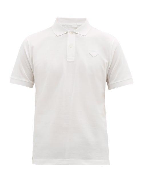 Matchesfashion.com Prada - Conceptual Triangle Logo Cotton Piqu Polo Shirt - Mens - White