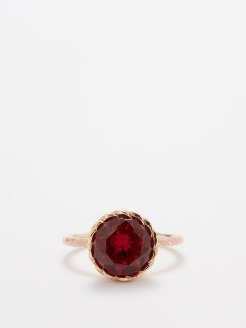 Alison Lou - Basket Ruby & 14kt Gold Ring - Womens - Red Multi