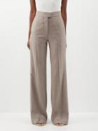 Raey - Flared Cashmere Tailored Trousers - Womens - Dark Beige