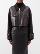 Khaite - The Flinn Cropped Leather Jacket - Womens - Dark Brown