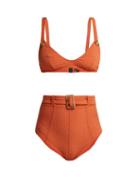 Matchesfashion.com Lisa Marie Fernandez - Magdalena Belted High Waist Bikini - Womens - Orange