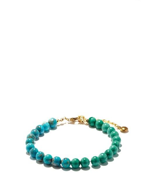 Matchesfashion.com Fry Powers - Turquoise & Malachite 14kt Gold-plated Anklet - Womens - Blue Multi