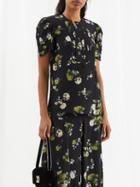 Erdem - Heidi Cahun Garden-print Short-sleeved Blouse - Womens - Black Multi