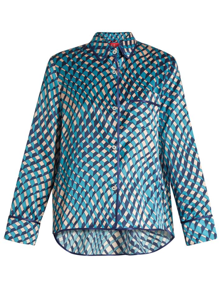 F.r.s - For Restless Sleepers Efesto Geometric-print Satin Pyjama Top