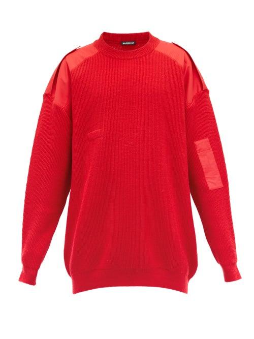 Matchesfashion.com Balenciaga - Panelled Virgin-wool Sweater - Mens - Red