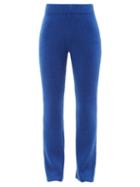 The Elder Statesman - Ribbed-knit Cashmere Flared-leg Trousers - Womens - Blue