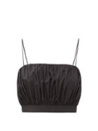 Matchesfashion.com Matteau - Gathered Cotton-poplin Crop Top - Womens - Black