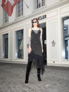 Vetements - Asymmetric Lace-trimmed Satin Dress - Womens - Black