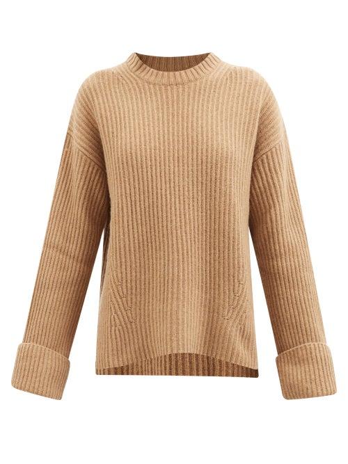 Ganni - Round-neck Recycled Wool-blend Sweater - Womens - Camel